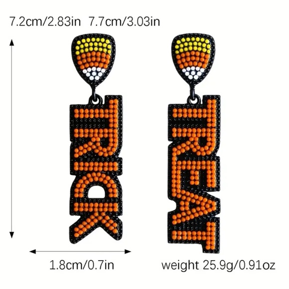 Candy Corn Trick or Treat Beaded Earrings - Picture 3 of 3